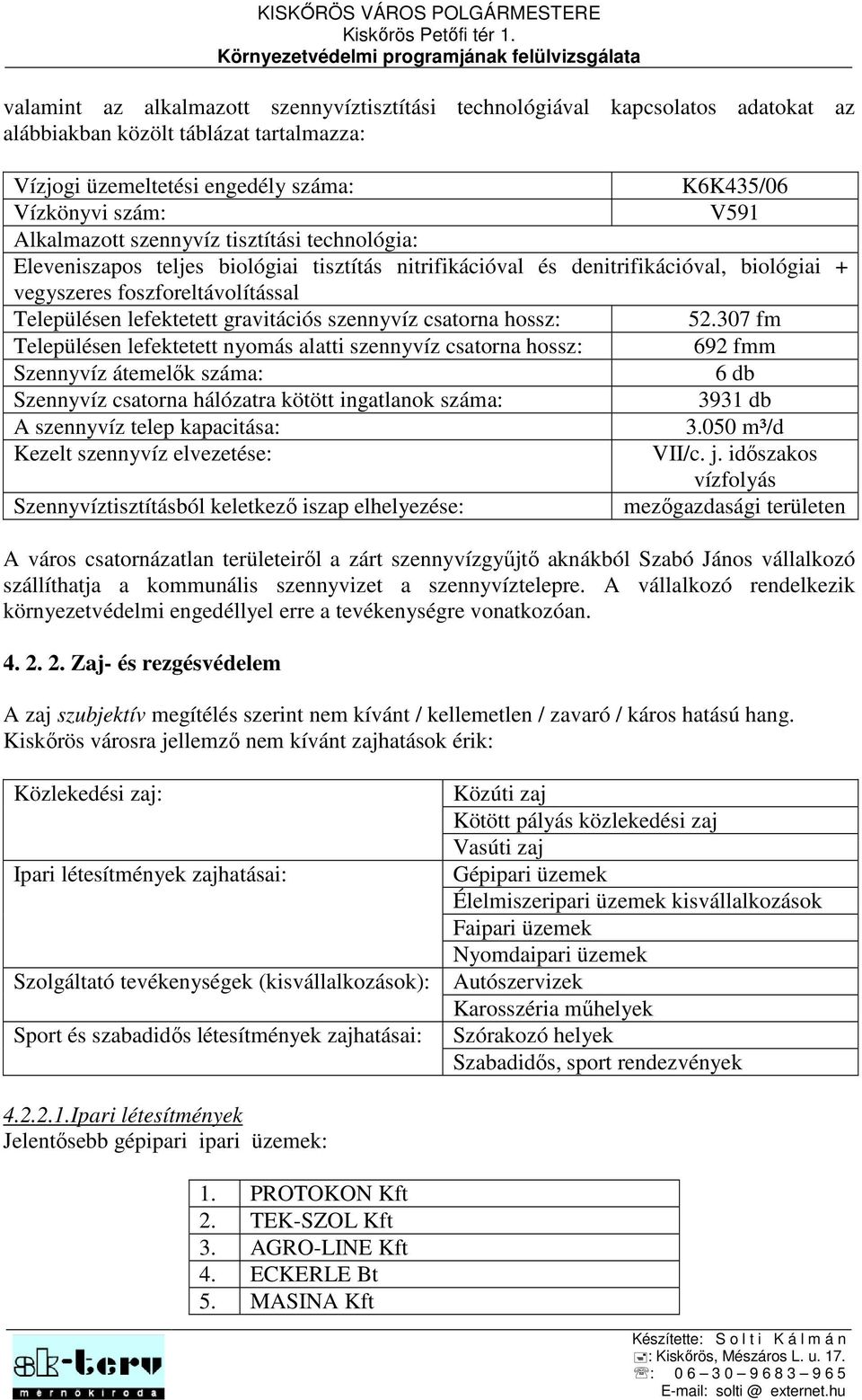 gravitációs szennyvíz csatorna hossz: 52.