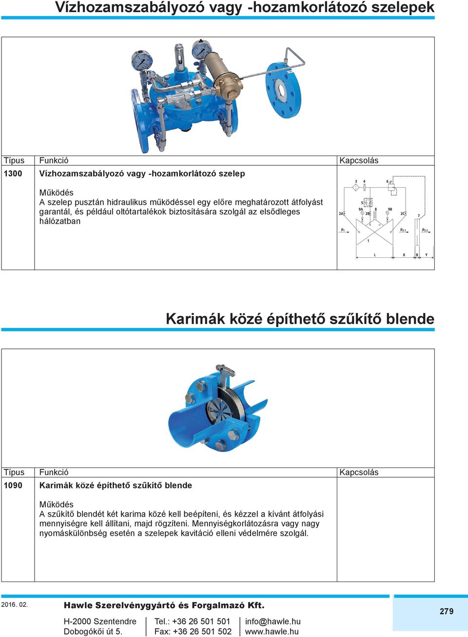 blende A szűkítő blendét két karima közé kell beépíteni, és kézzel a kívánt átfolyási mennyiségre kell állítani, majd rögzíteni.