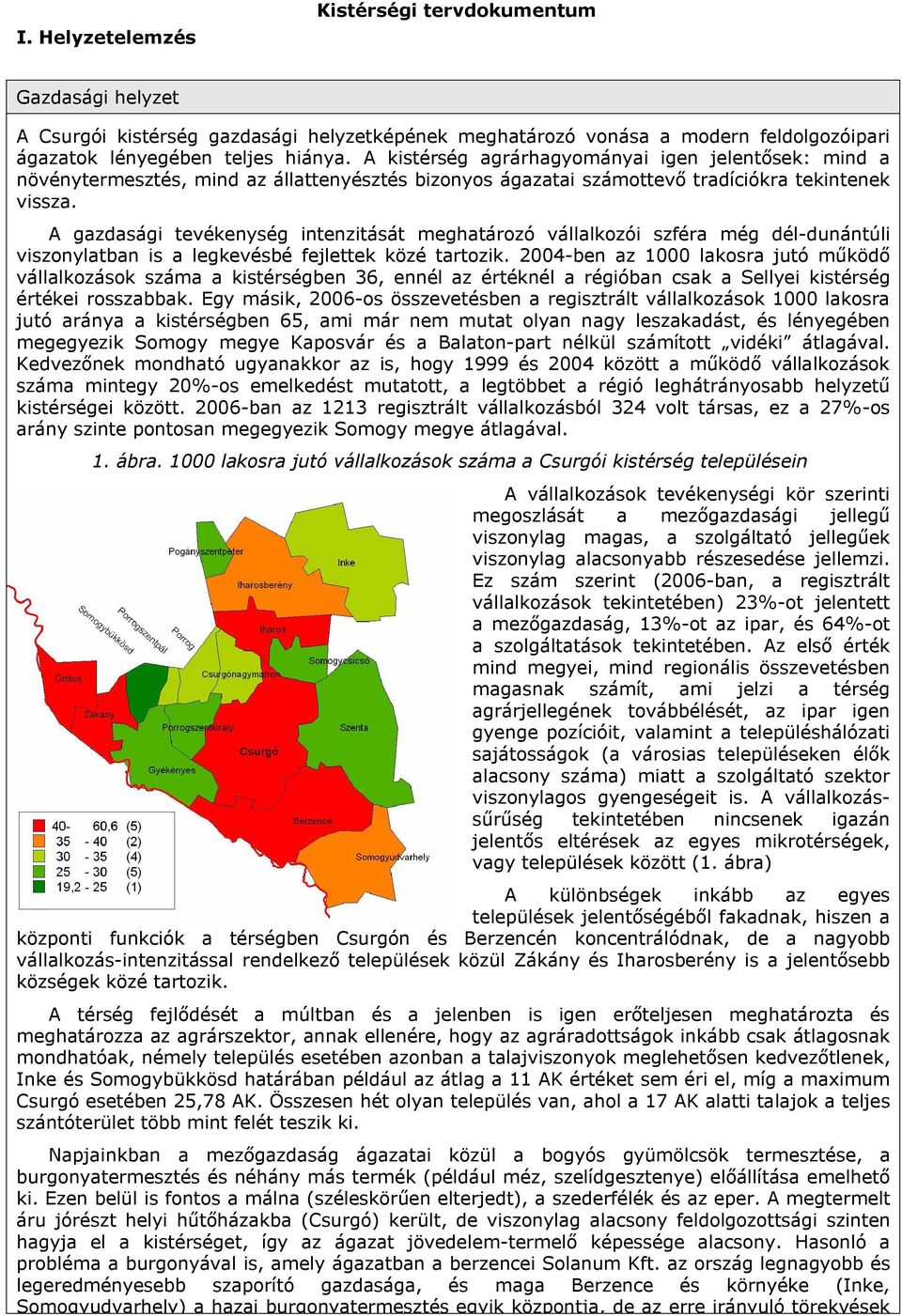 A gazdasági tevékenység intenzitását meghatározó vállalkozói szféra még dél-dunántúli viszonylatban is a legkevésbé fejlettek közé tartozik.