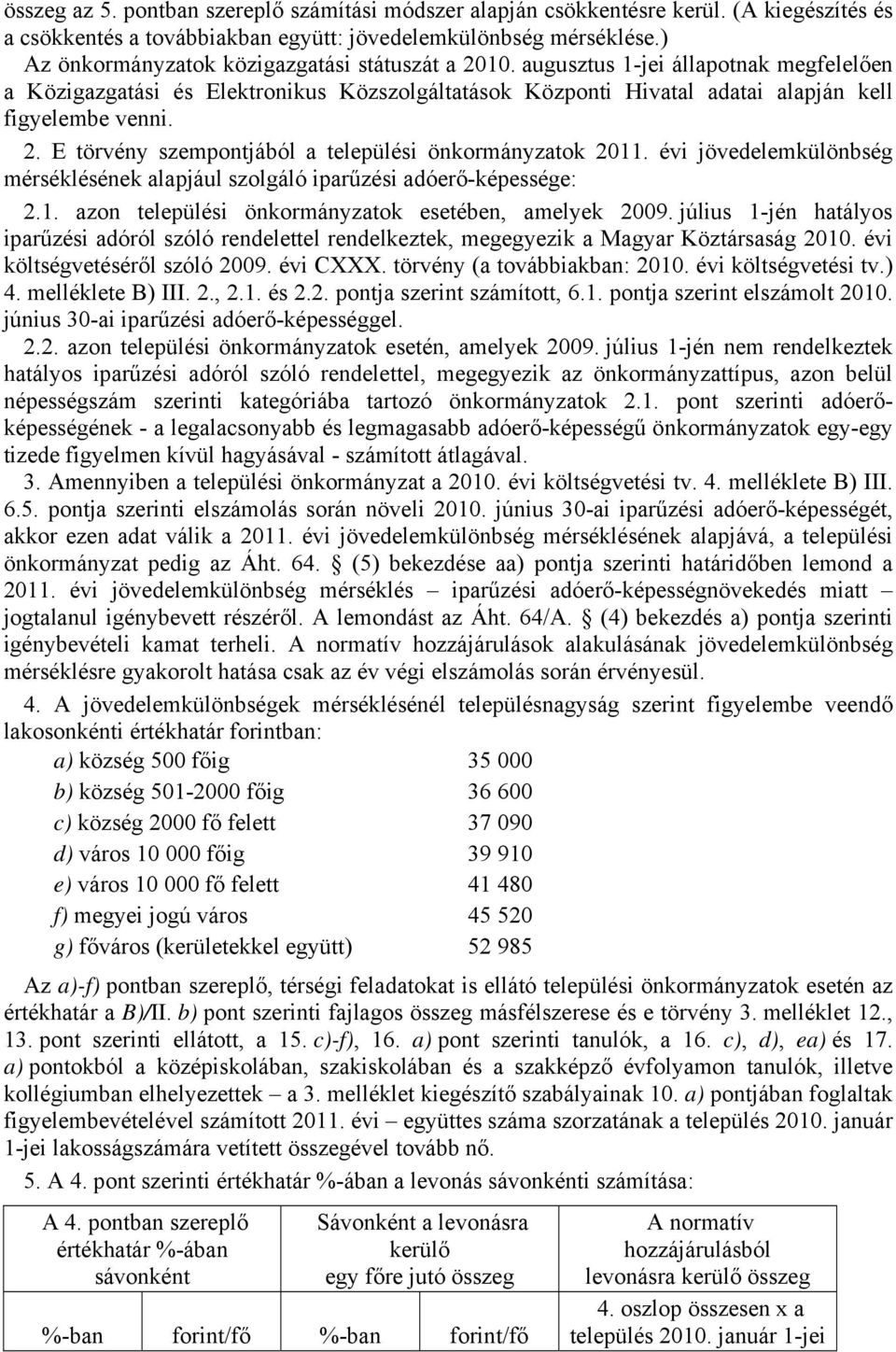 évi jövedelemkülönbség mérséklésének alapjául szolgáló iparűzési adóerő-képessége: 2.1. azon települési önkormányzatok esetében, amelyek 2009.