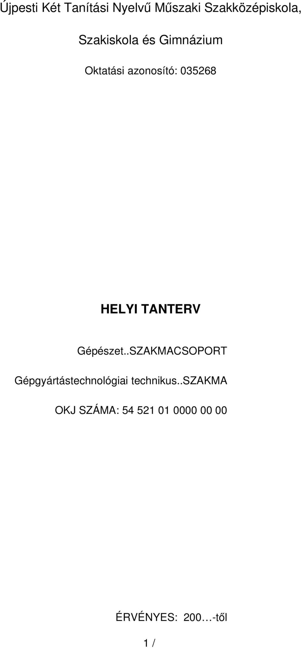 TANTERV Gépészet.