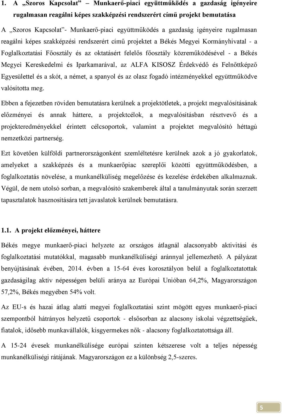 Békés Megyei Kereskedelmi és Iparkamarával, az ALFA KISOSZ Érdekvédő és Felnőttképző Egyesülettel és a skót, a német, a spanyol és az olasz fogadó intézményekkel együttműködve valósította meg.