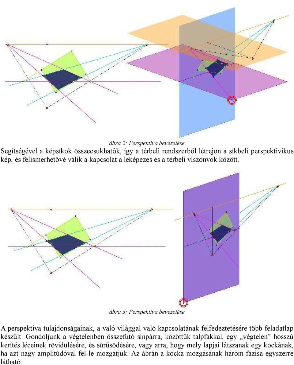 ábra 3: Perspektíva bevezetése A perspektíva tulajdonságainak, a való világgal való kapcsolatának felfedeztetésére több feladatlap készült.