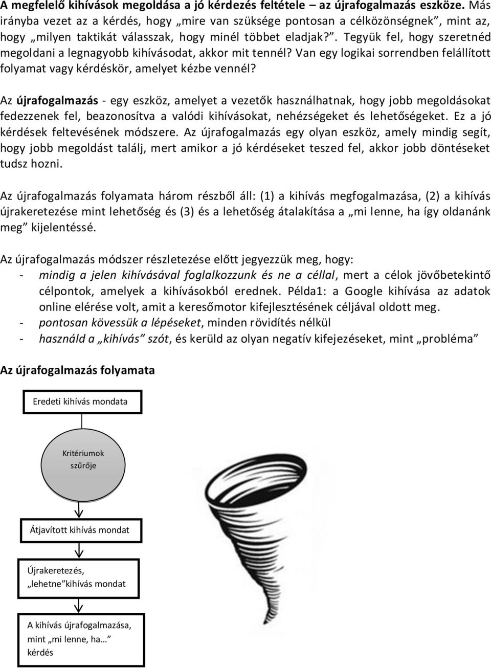 . Tegyük fel, hogy szeretnéd megoldani a legnagyobb kihívásodat, akkor mit tennél? Van egy logikai sorrendben felállított folyamat vagy kérdéskör, amelyet kézbe vennél?