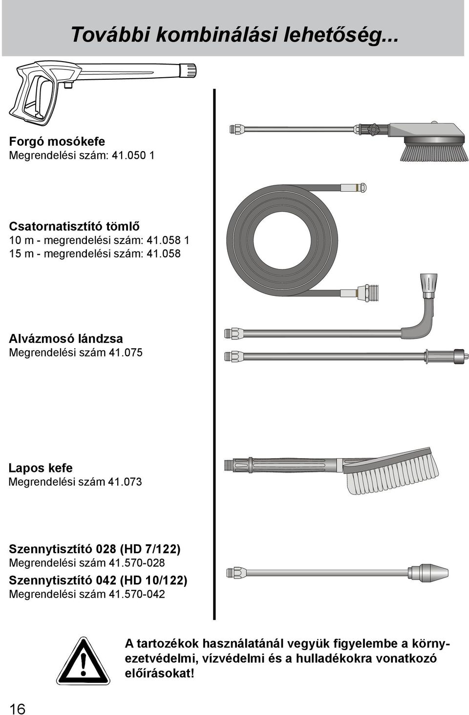 058 Alvázmosó lándzsa Megrendelési szám 41.075 Lapos kefe Megrendelési szám 41.