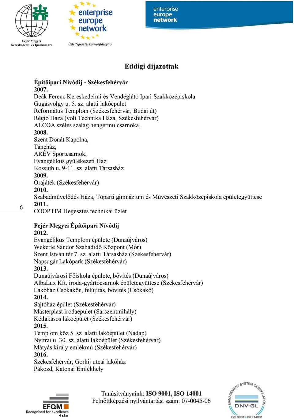 Szent Donát Kápolna, Táncház, ARÉV Sportcsarnok, Evangélikus gyülekezeti Ház Kossuth u. 9-11. sz. alatti Társasház 2009. Órajáték (Székesfehérvár) 2010.