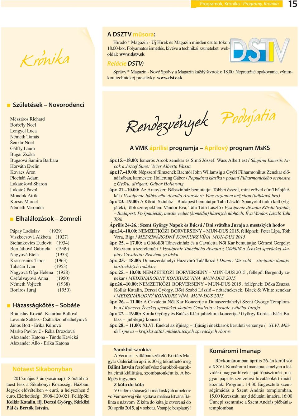 Borbély Noel Lengyel Luca Németh Tamás Šenkár Noel Gálffy Laura Bugár Zsóka Bugaová Samira Barbara Horváth Evelin Kovács Áron Plocháň Adam Lakatošová Sharon Lakatoš Pavol Mondok Attila Kocsis Marcel