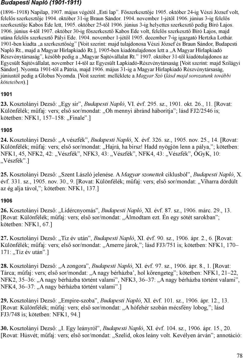 október 30-ig főszerkesztő Kabos Ede volt, felelős szerkesztő Bíró Lajos, majd utána felelős szerkesztő Pályi Ede. 1904. november 1-jétől 1905. december 7-ig igazgató Hertzka Lothár.