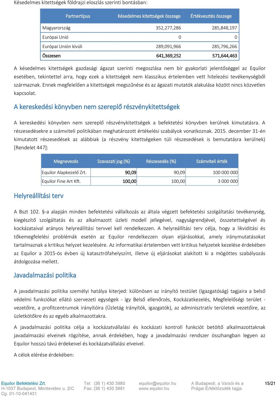 hogy ezek a kitettségek nem klasszikus értelemben vett hitelezési tevékenységből származnak.