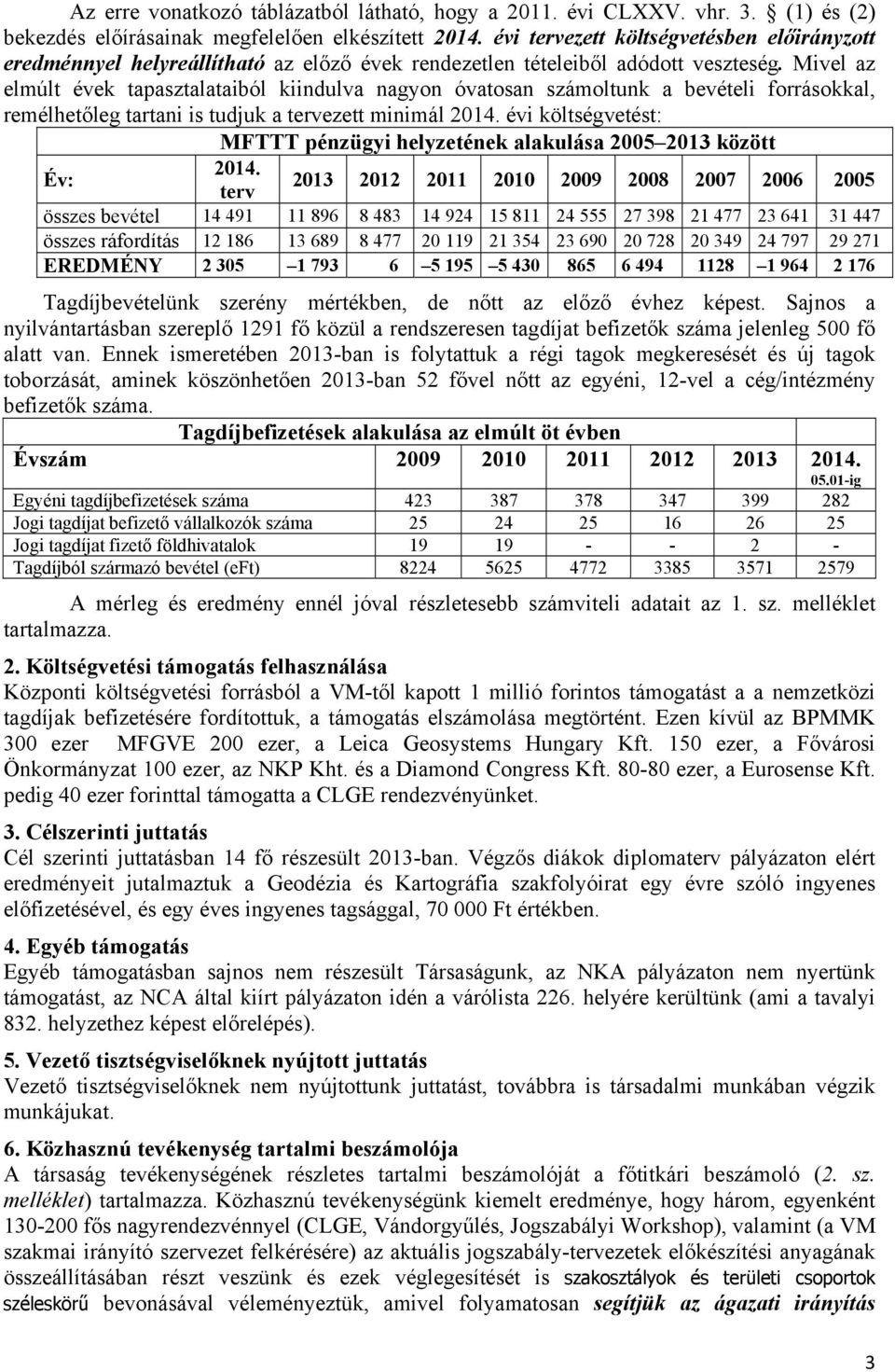 Mivel az elmúlt évek tapasztalataiból kiindulva nagyon óvatosan számoltunk a bevételi forrásokkal, remélhetőleg tartani is tudjuk a tervezett minimál 2014.