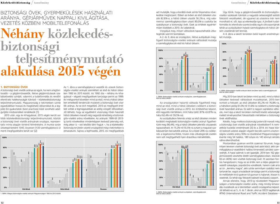 Biztonsági övek A biztonsági övet viselők aránya az egyik, ha nem a legfontosabb a gépjárművezetők, illetve gépjárműutasok szabálykövetési szintjét, valamint a tudatformálás és rendőri ellenőrzés