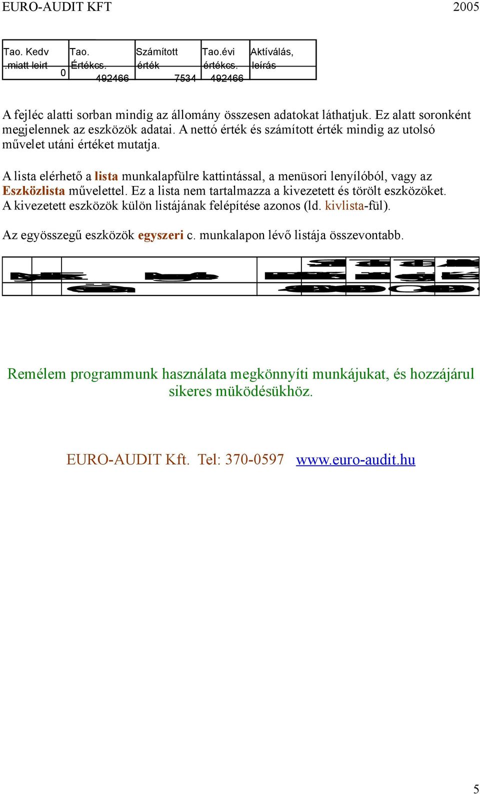 A lista elérhető a lista munkalapfülre kattintással, a menüsori lenyílóból, vagy az Eszközlista művelettel. Ez a lista nem tartalmazza a kivezetett és törölt eszközöket.