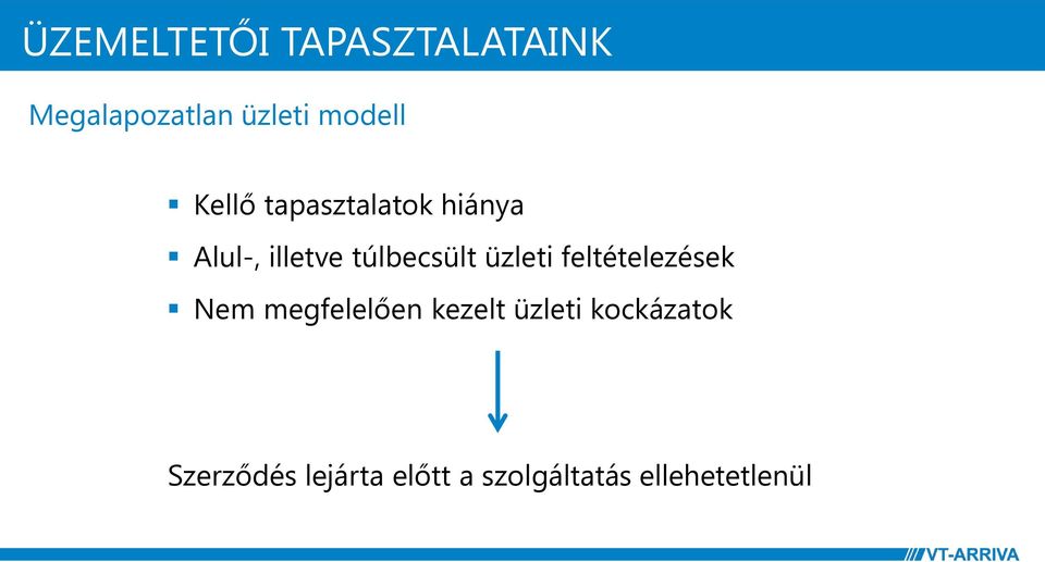 üzleti feltételezések Nem megfelelően kezelt üzleti