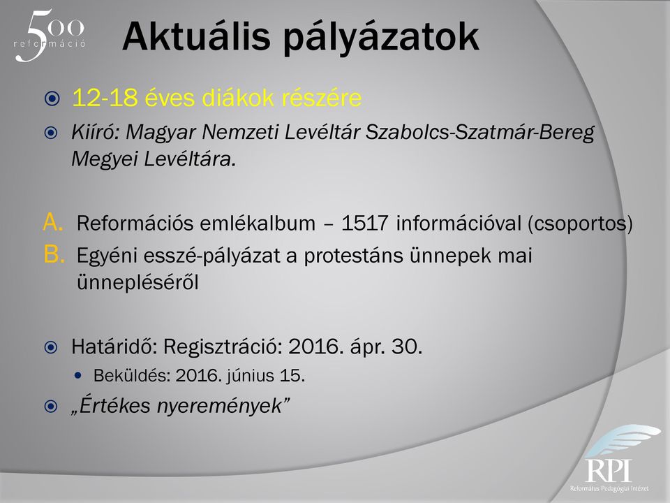 Reformációs emlékalbum 1517 információval (csoportos) B.