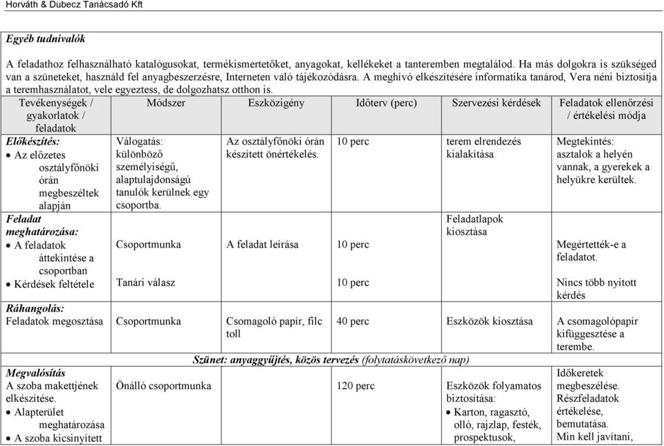 A meghívó elkészítésére informatika tanárod, Vera néni biztosítja a teremhasználatot, vele egyeztess, de dolgozhatsz otthon is.