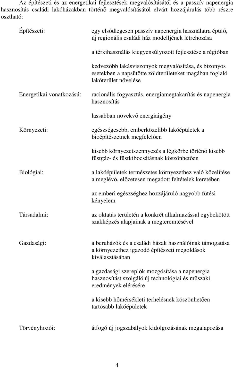 megvalósítása, és bizonyos esetekben a napsütötte zöldterületeket magában foglaló lakóterület növelése Energetikai vonatkozású: racionális fogyasztás, energiamegtakarítás és napenergia hasznosítás