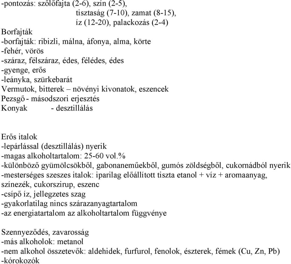 -magas alkoholtartalom: 25-60 vol.