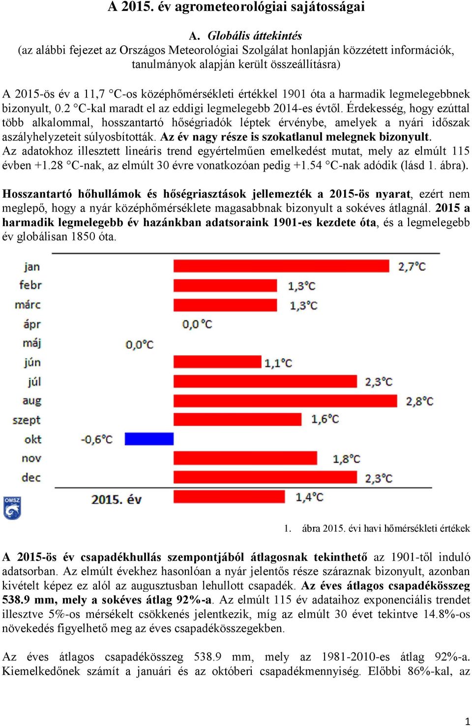 értékkel 1901 óta a harmadik legmelegebbnek bizonyult, 0.2 C-kal maradt el az eddigi legmelegebb 2014-es évtől.