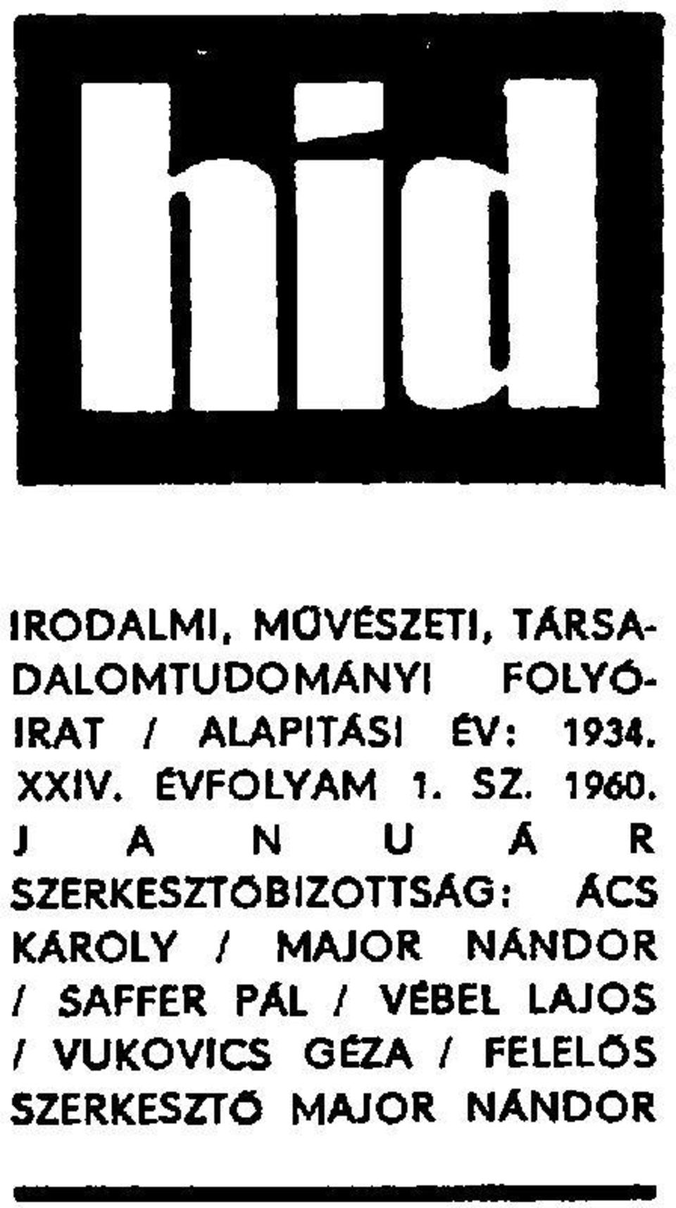 ÉVFOLYAM 1. SZ. 1960.