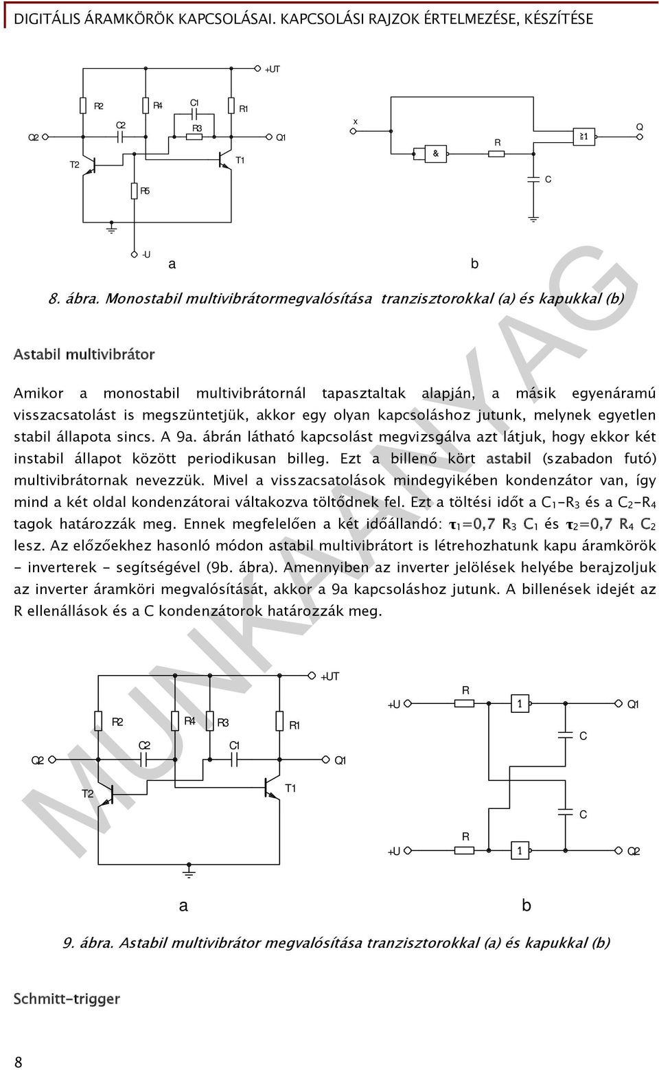 megszüntetjük, akkor egy olyan kapcsoláshoz jutunk, melynek egyetlen stabil állapota sincs. A 9a.