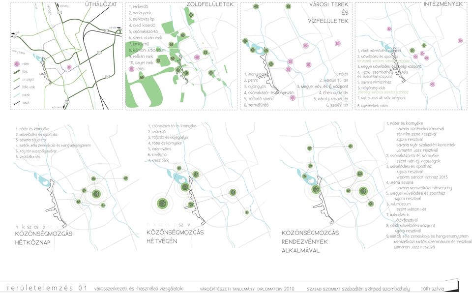 Gyöngyös 4, Csónakázó- és Horgásztó 5, Tófürdő Strand 6 6, Termálfürdő VÁROSI TEREK ÉS vízfelületek 1 4 1, Főtér, Március 15.