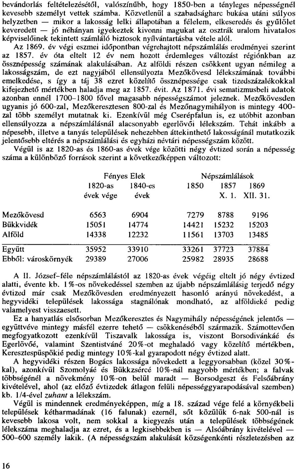 hivatalos képviselőinek tekintett számláló biztosok nyilvántartásba vétele alól. Az 1869. év végi eszmei időpontban végrehajtott népszámlálás eredményei szerint az 1857.