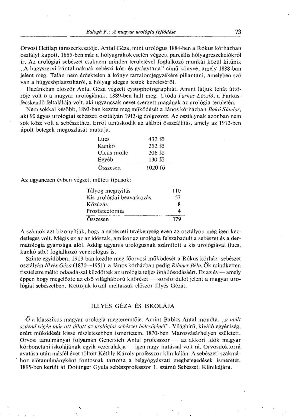 Talán nem érdektelen a könyv tartalomjegyzékére pillantani, amelyben szó van a húgycsőplasztikáról, a hólyag idegen testek kezeléséről. Hazánkban először Antal Géza végzett cystophotographiát.