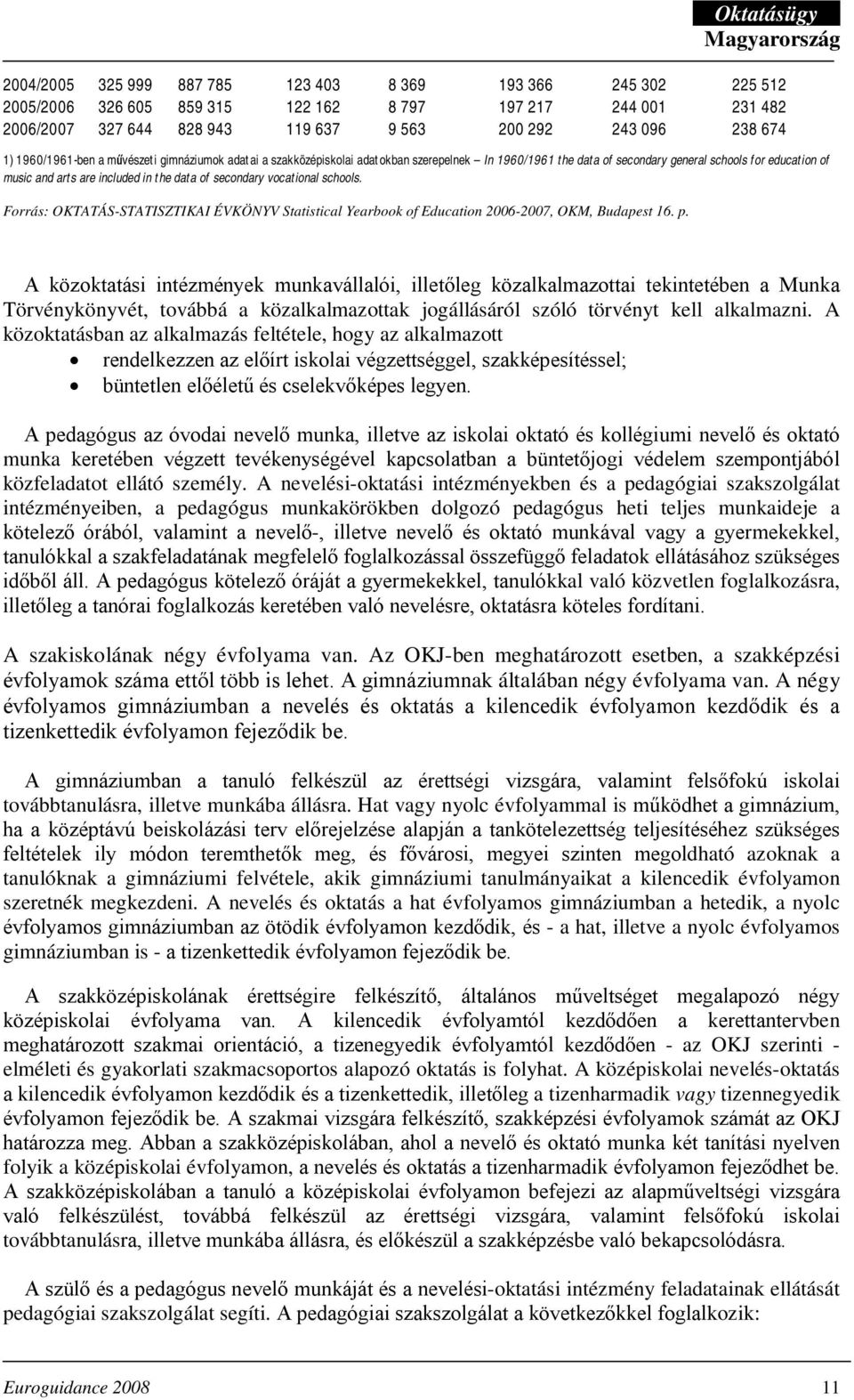 secondary vocational schools. Forrás: OKTATÁS-STATISZTIKAI ÉVKÖNYV Statistical Yearbook of Education 2006-2007, OKM, Budapest 16. p.