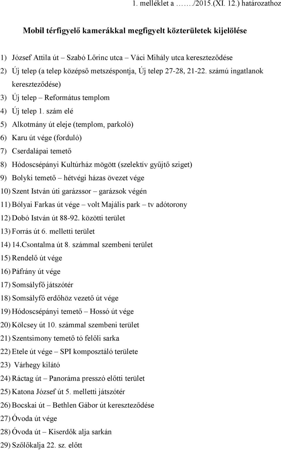 telep 27-28, 21-22. számú ingatlanok kereszteződése) 3) Új telep Református templom 4) Új telep 1.