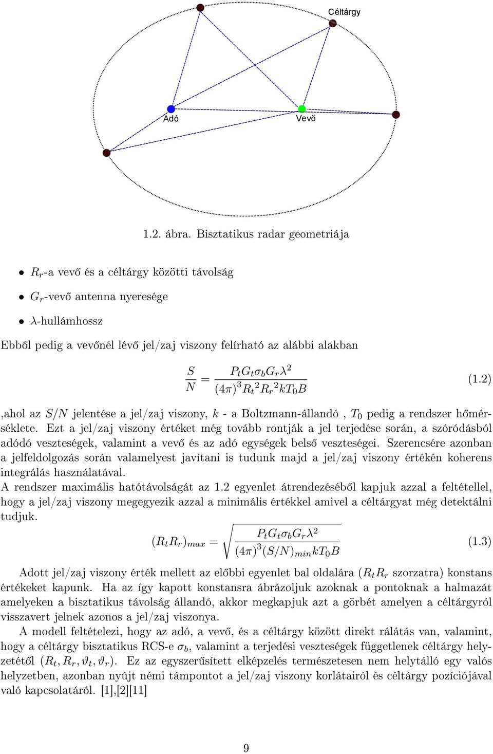 b G r λ (4π) 3 R t R r kt 0 B (.),ahol az S/N jelentése a jel/zaj viszony, k - a Boltzmann-állandó, T 0 pedig a rendszer h mérséklete.