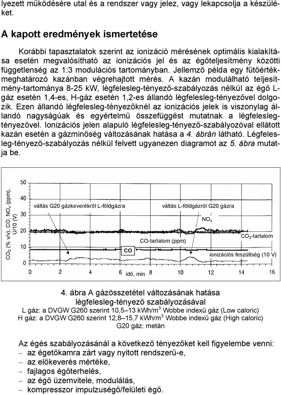 modulációs tartományban. Jellemző példa egy fűtőértékmeghatározó kazánban végrehajtott mérés.