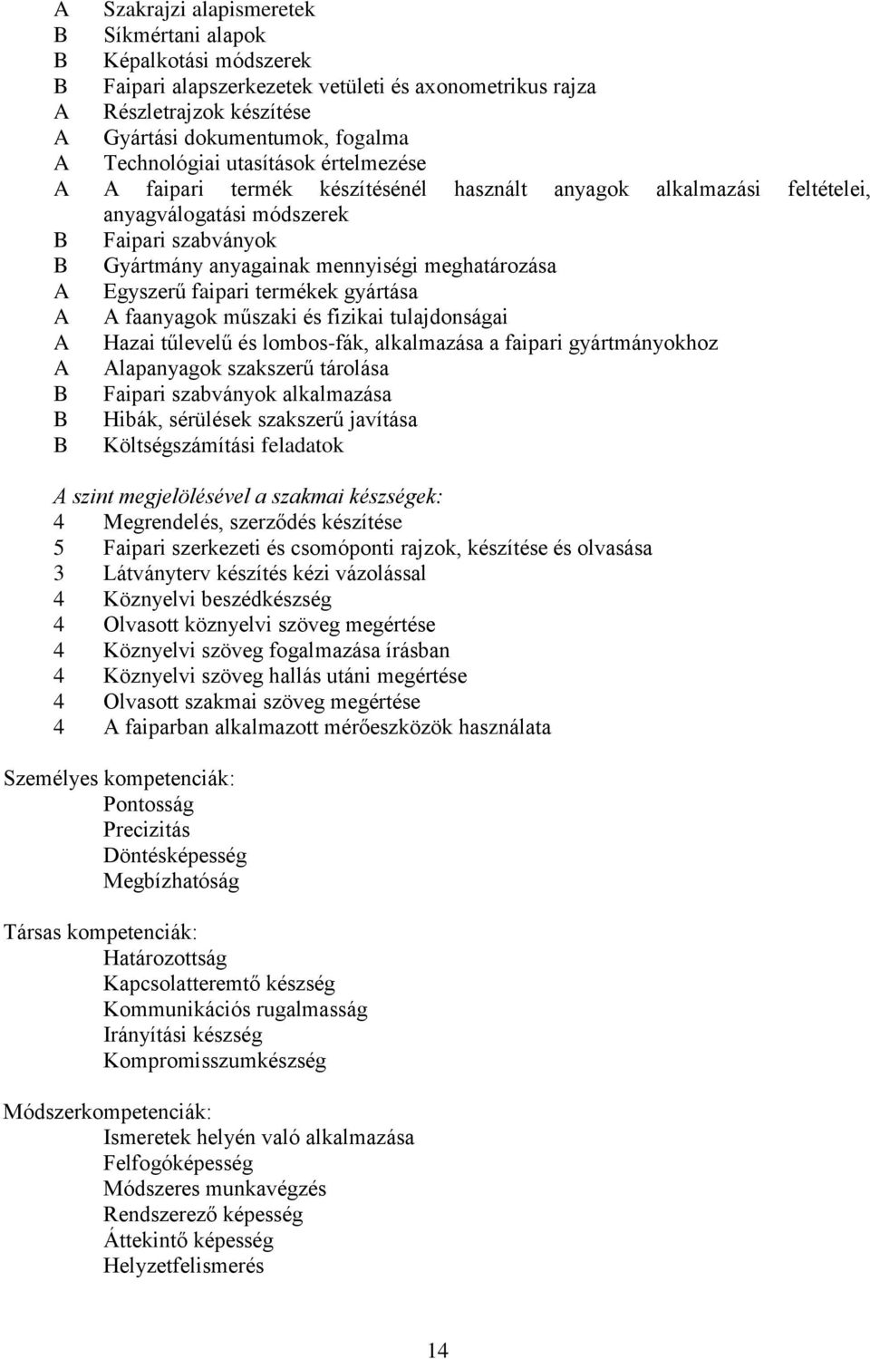 meghatározása A Egyszerű faipari termékek gyártása A A faanyagok műszaki és fizikai tulajdonságai A Hazai tűlevelű és lombos-fák, alkalmazása a faipari gyártmányokhoz A Alapanyagok szakszerű tárolása