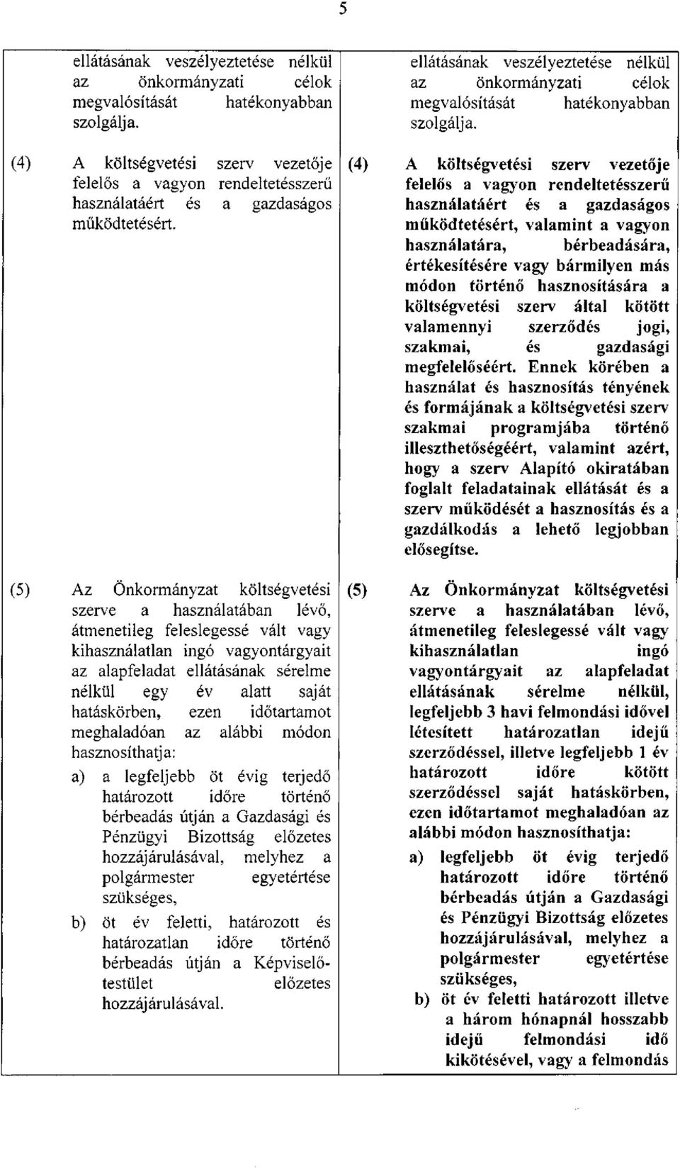 Az Önkormányzat költségvetési szerve a használatában lévő, átmenetileg feleslegessé vált vagy kihasználatlan ingó vagyontárgyait az alapfeladat ellátásának sérelme nélkül egy év alatt saját