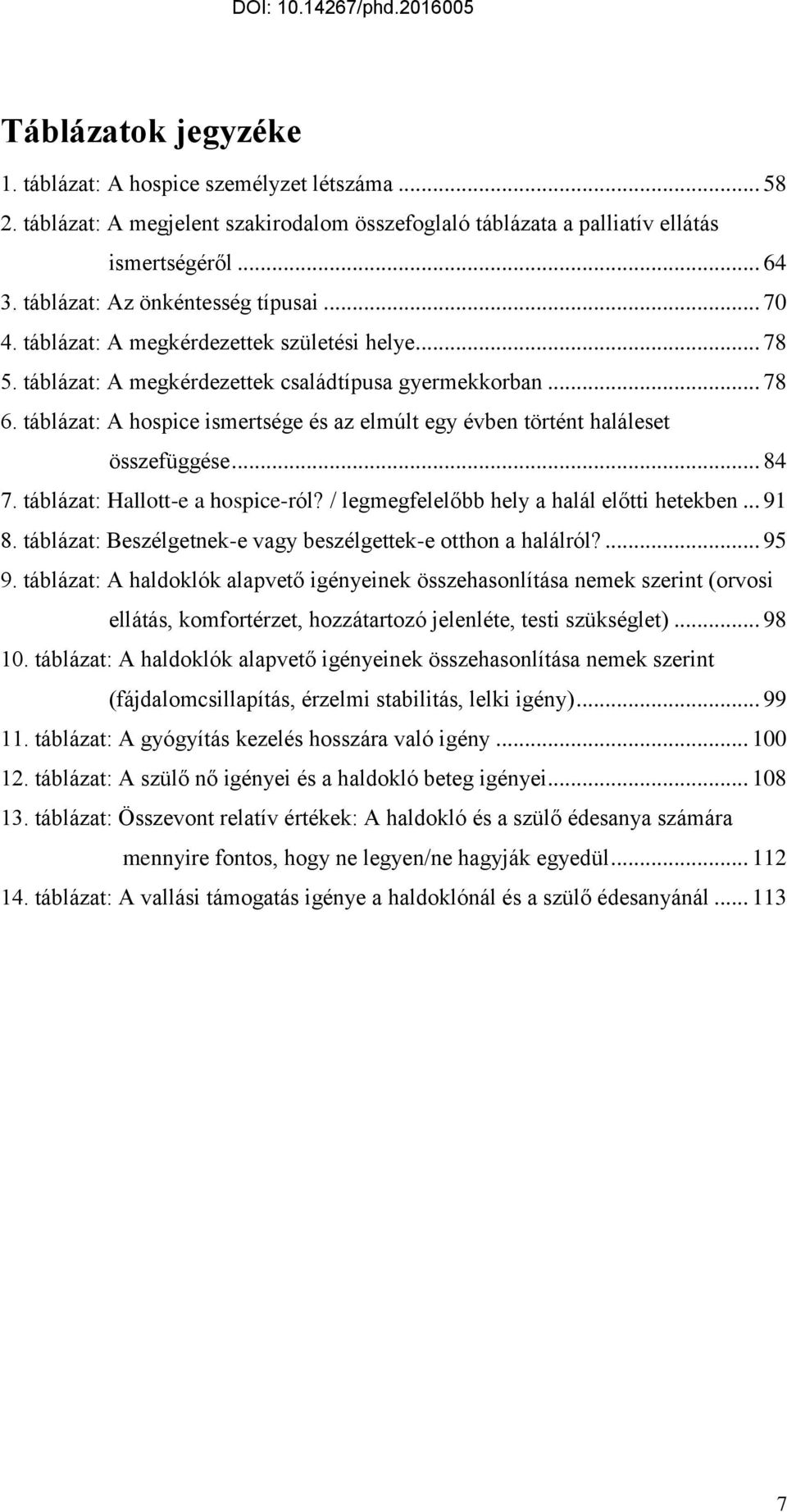 táblázat: A hospice ismertsége és az elmúlt egy évben történt haláleset összefüggése... 84 7. táblázat: Hallott-e a hospice-ról? / legmegfelelőbb hely a halál előtti hetekben... 91 8.