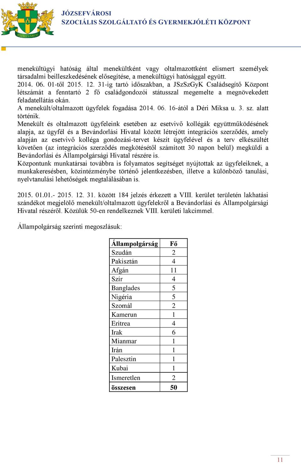 A menekült/oltalmazott ügyfelek fogadása 2014. 06. 16-ától a Déri Miksa u. 3. sz. alatt történik.