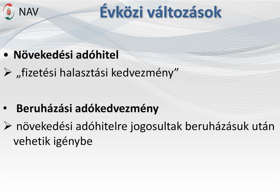 Beruházási adókedvezmény növekedési