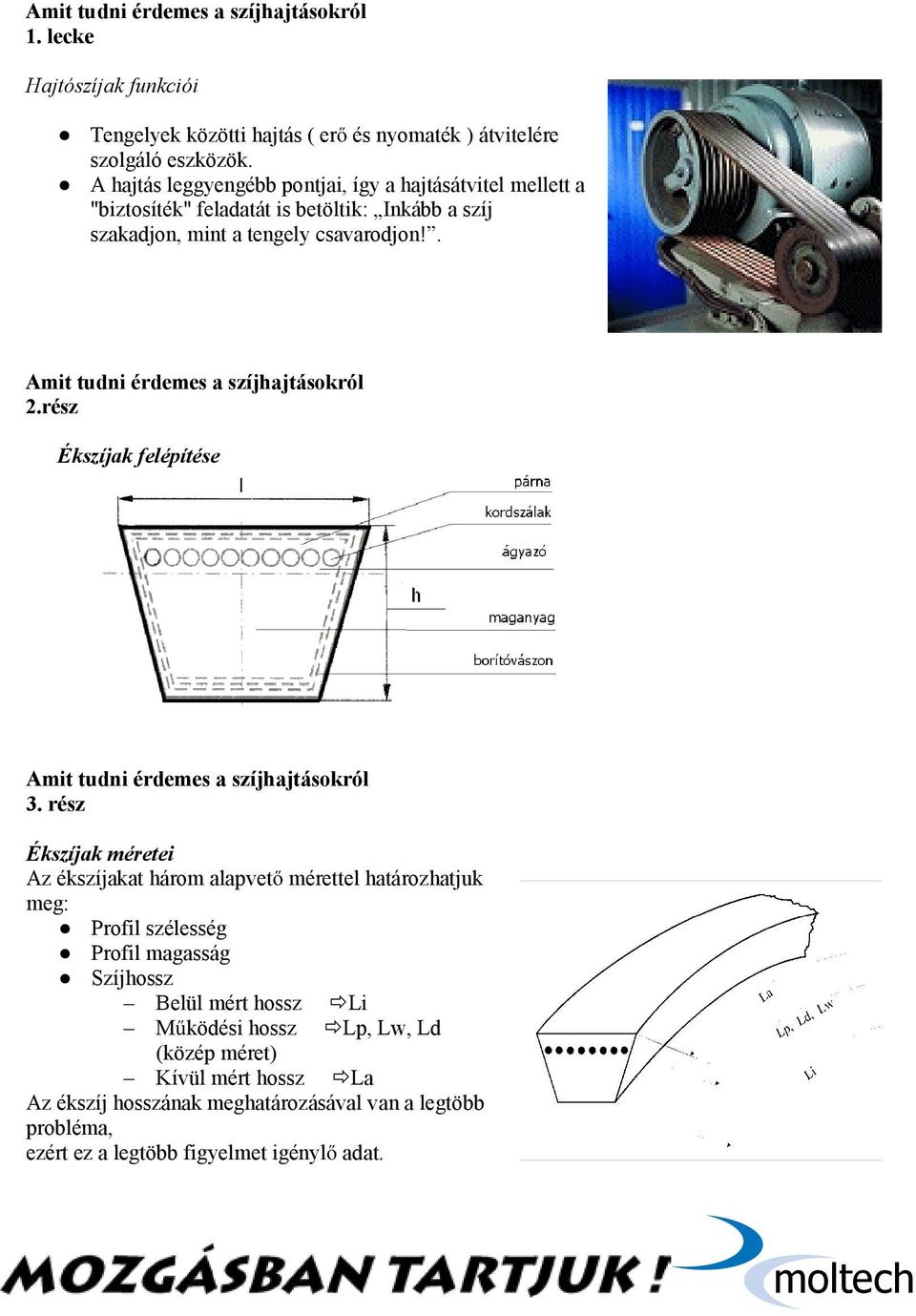 . 2.rész Ékszíjak felépítése 3.