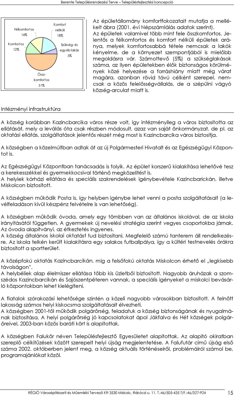 Jekényelme, de a környezet szempontjából is mielőbb lentős a félkomfortos és komfort nélküli épületek aránya, melyek komfortosabbá tétele nemcsak a lakók megoldásra vár.