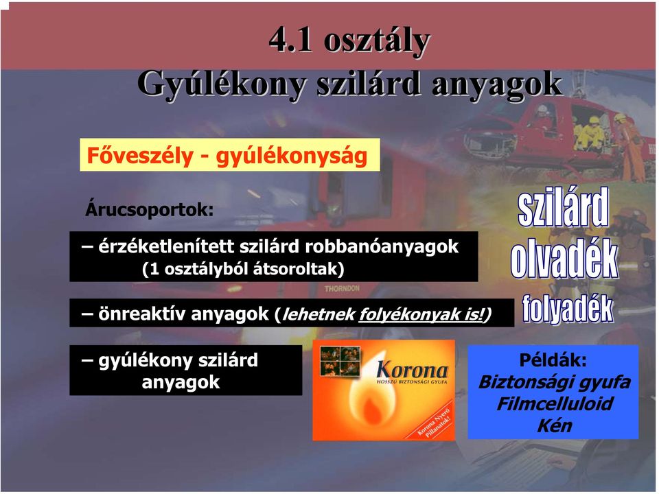 osztályból átsoroltak) önreaktívanyagok(lehetnek folyékonyak is!