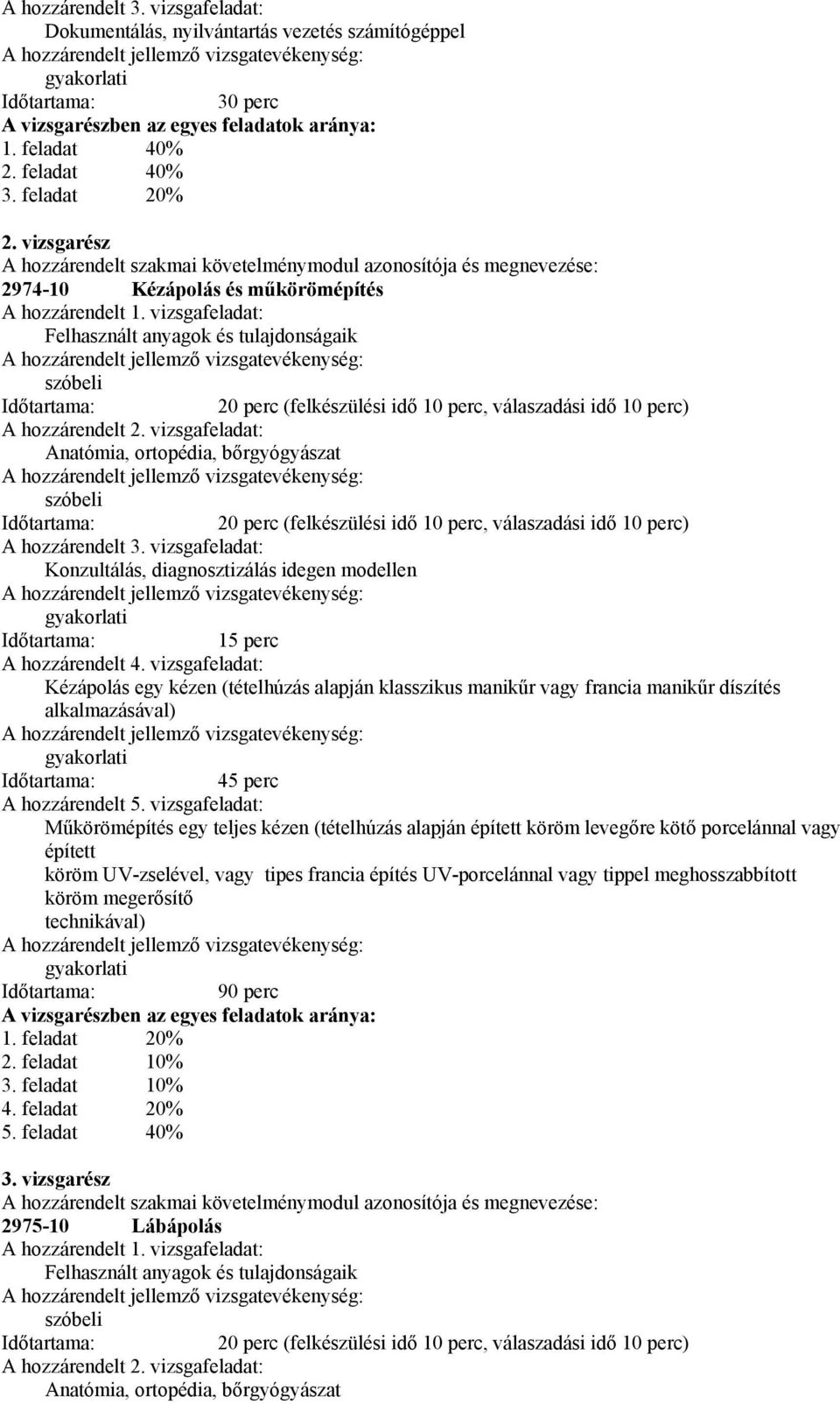 vizsgafeladat: Felhasznált anyagok és tulajdonságaik szóbeli Időtartama: 20 perc (felkészülési idő 10 perc, válaszadási idő 10 perc) A hozzárendelt 2.