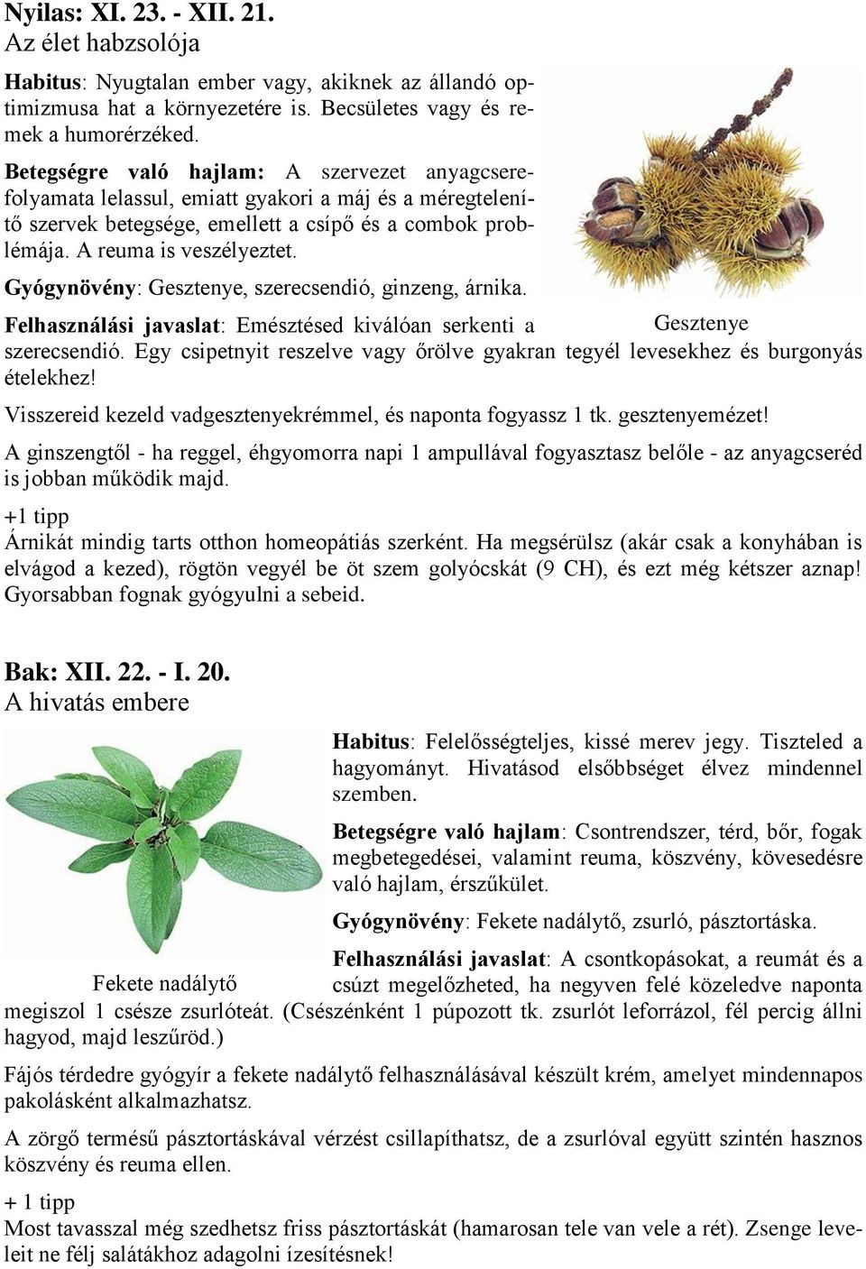 Gyógynövény: Gesztenye, szerecsendió, ginzeng, árnika. Felhasználási javaslat: Emésztésed kiválóan serkenti a Gesztenye szerecsendió.