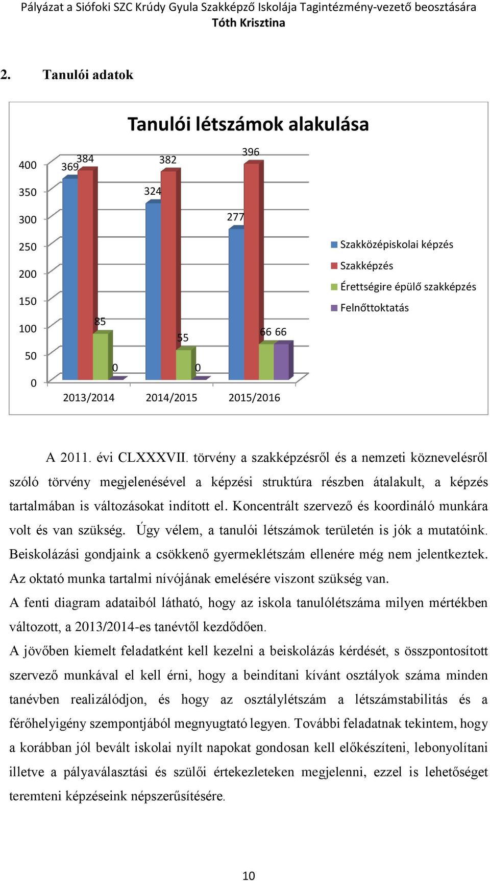 törvény a szakképzésről és a nemzeti köznevelésről szóló törvény megjelenésével a képzési struktúra részben átalakult, a képzés tartalmában is változásokat indított el.