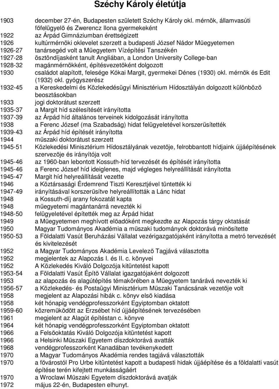 volt a Műegyetem Vízépítési Tanszékén 1927-28 ösztöndíjasként tanult Angliában, a London University College-ban 1928-32 magánmérnökként, építésvezetőként dolgozott 1930 családot alapított, felesége