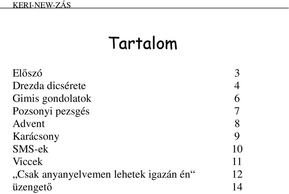 pezsgés 7 Advent 8 Karácsony 9 SMS-ek 10