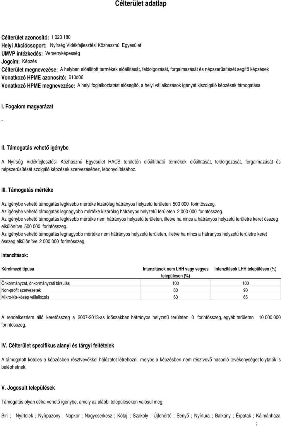 helyi vállalkozások igényét kiszolgáló képzések támogatása I. Fogalom magyarázat - II.