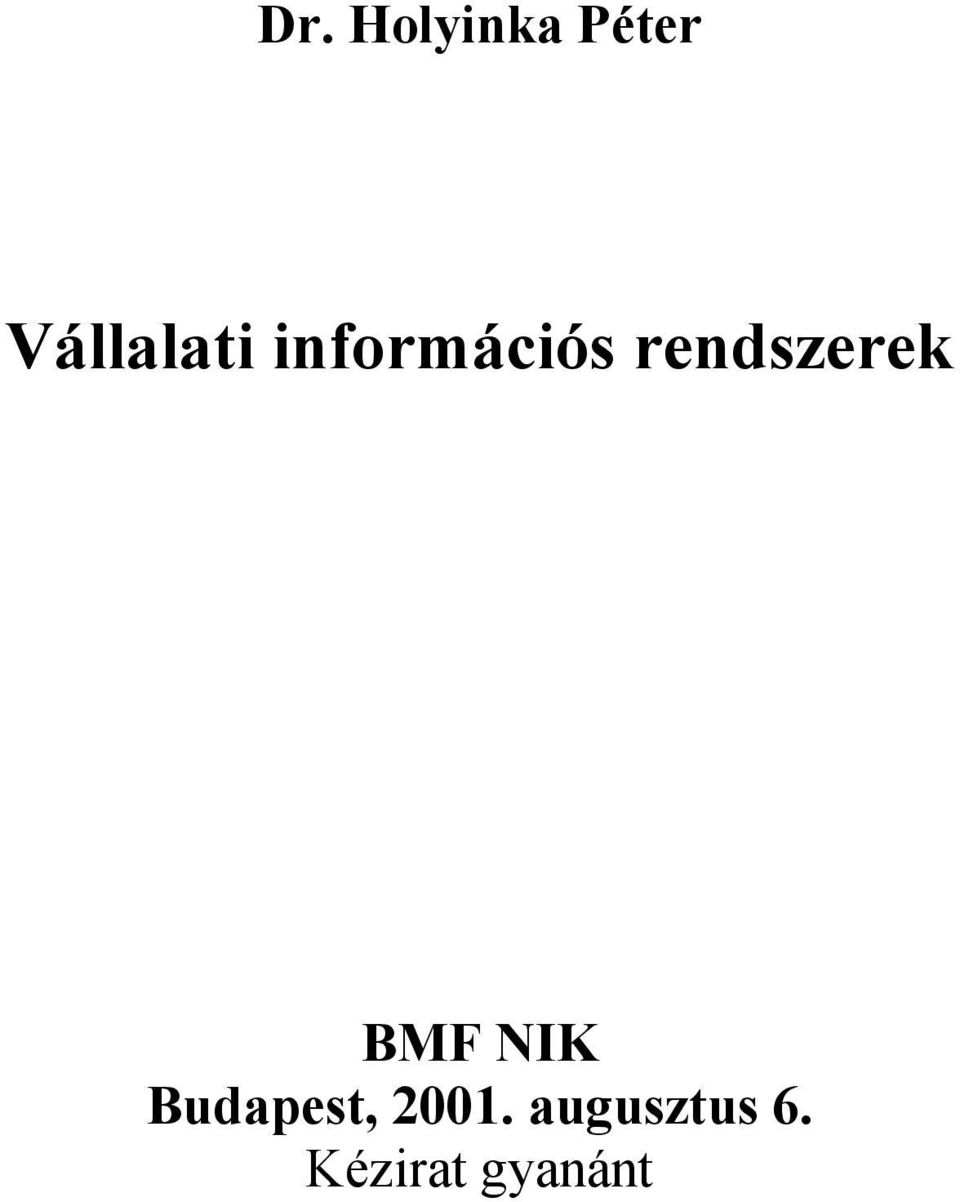 rendszerek BMF NIK