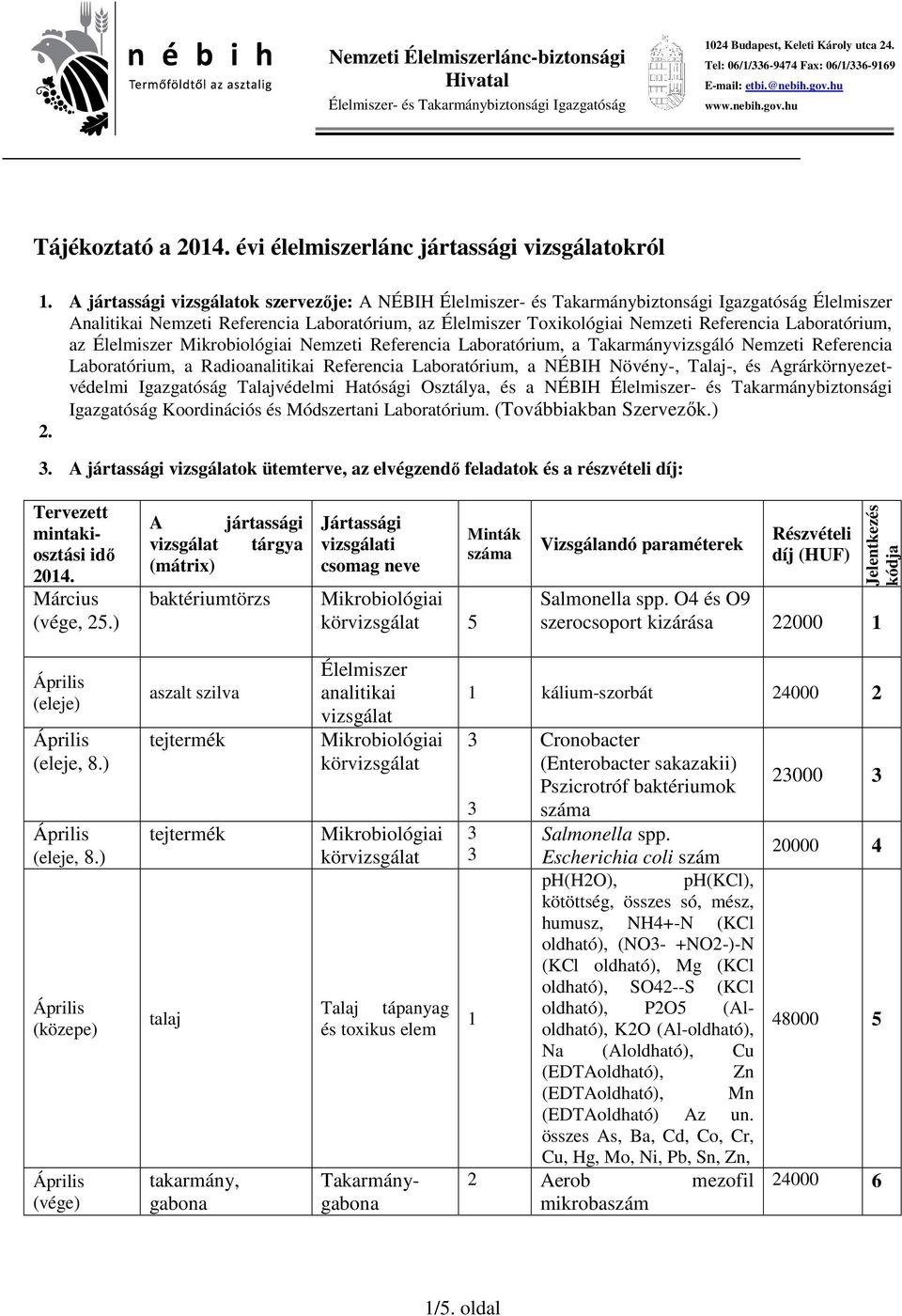 A jártassági ok szervezője: A NÉBIH Élelmiszer- és Takarmánybiztonsági Igazgatóság Élelmiszer Analitikai Nemzeti Referencia Laboratórium, az Élelmiszer Toxikológiai Nemzeti Referencia Laboratórium,