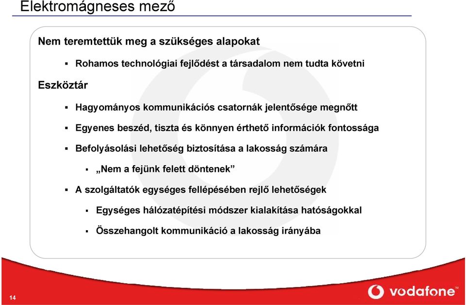 fontossága Befolyásolási lehetőség biztosítása a lakosság számára Nem a fejünk felett döntenek A szolgáltatók egységes