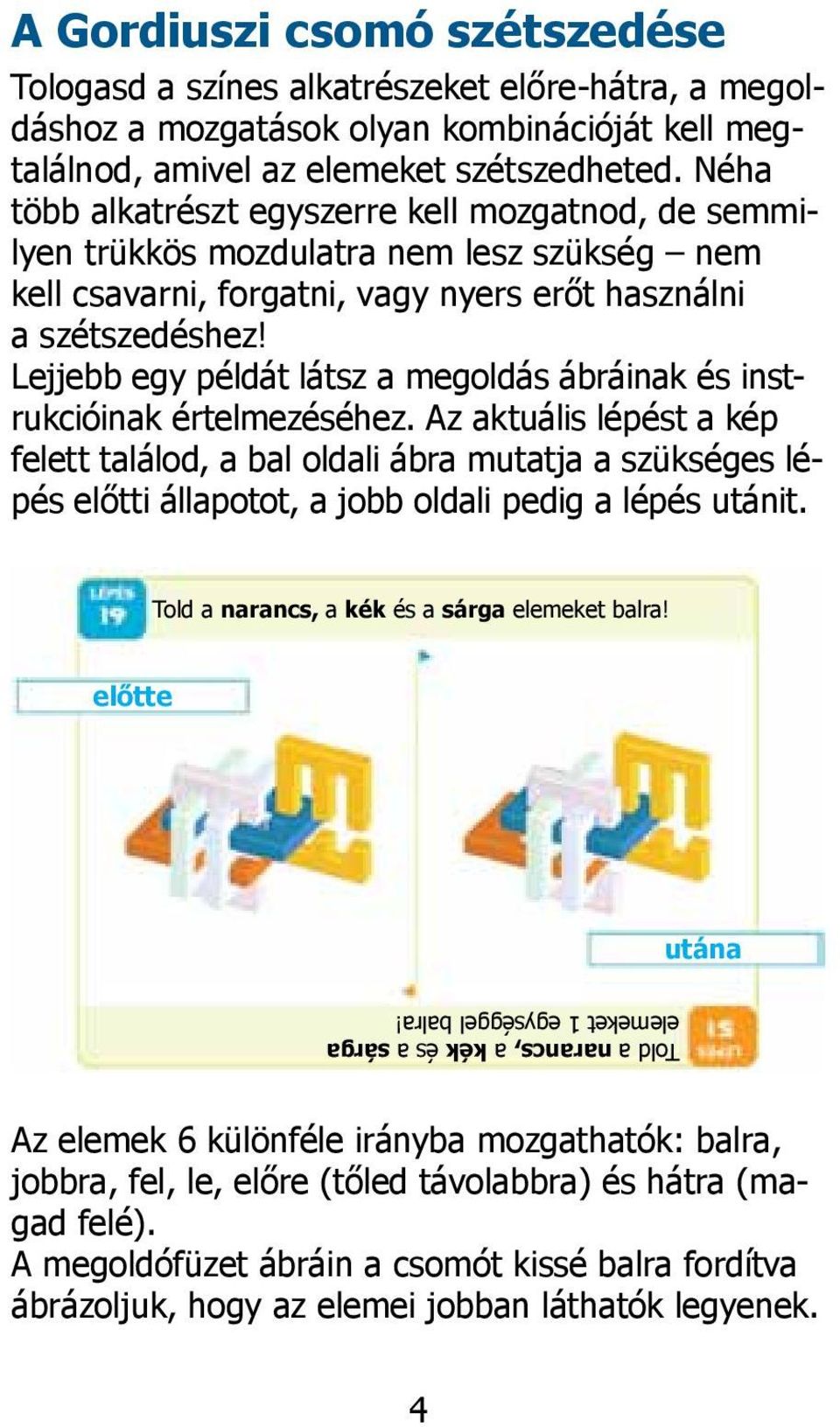 Lejjebb egy példát látsz a megoldás ábráinak és instrukcióinak értelmezéséhez.