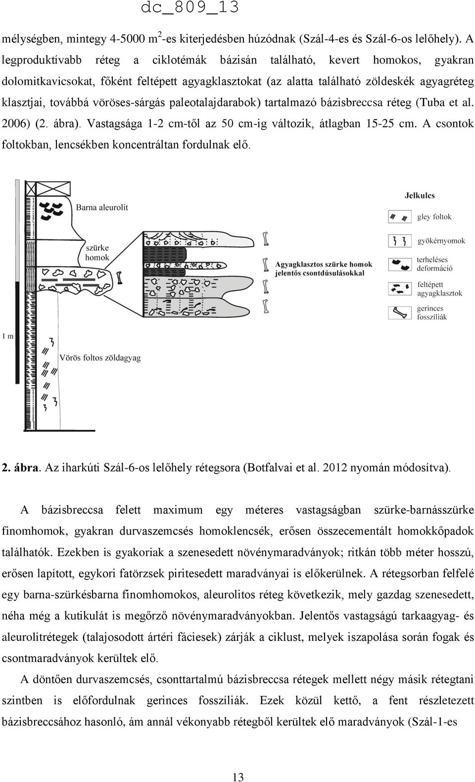 vöröses-sárgás paleotalajdarabok) tartalmazó bázisbreccsa réteg (Tuba et al. 2006) (2. ábra). Vastagsága 1-2 cm-től az 50 cm-ig változik, átlagban 15-25 cm.